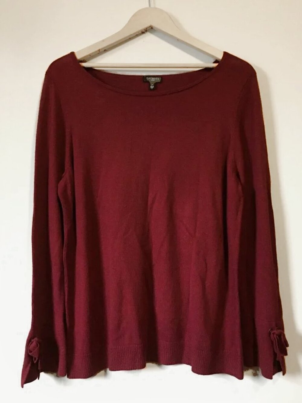 Talbots Garnet Cashmere Blend Flared Tie Sleeve Sweater X Canadian Luxe